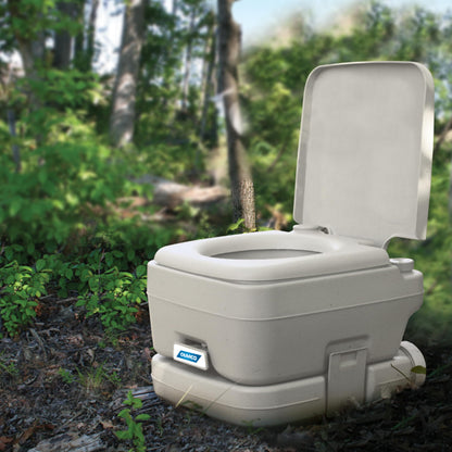 Camco 2.6-Gallon Portable Toilet - Features Detachable Holding Tank w/Sealing Slide Valve & Bellow-Type Flush - Easy Transport w/Compact Lightweight Design & Carry Handle - Gray (41531)