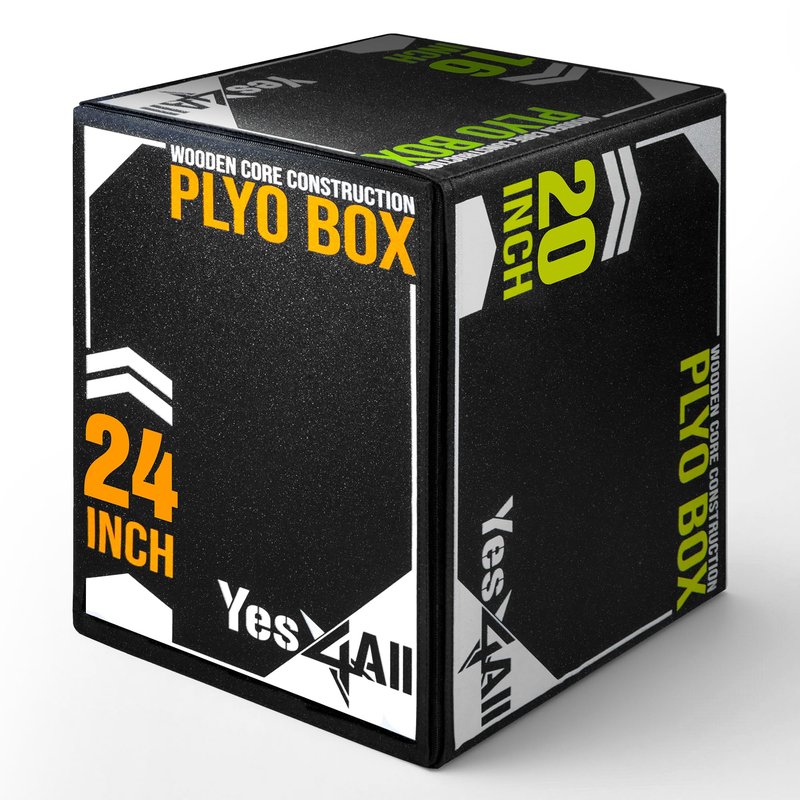 Yes4All 3-in-1 Soft-Padded Plyo Box With Wooden Core, Non-Slip Multi-Use Cushioned Plyometric Jump Box with Vinyl Cover for Jumping, Conditioning, Strength Training, 24" x 20" x 16"