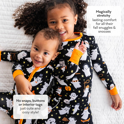 Little Sleepies Two-Piece Halloween Pajamas Set for Boys & Girls, Viscose from Bamboo Toddler Pajamas, Family Matching PJs, Friendly Ghosts, 4T