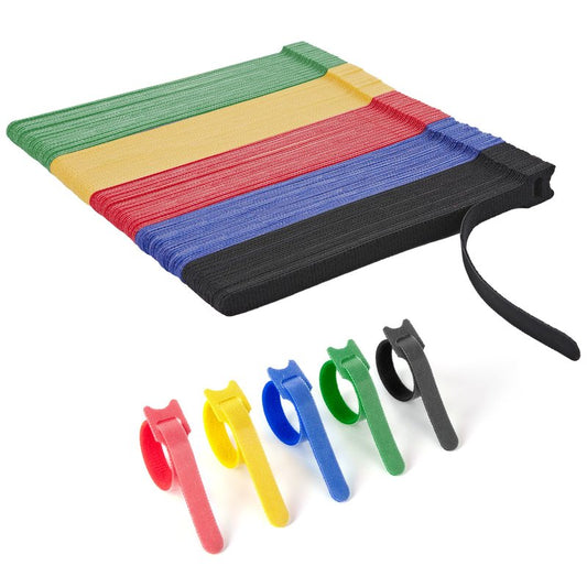 130 PCS Reusable Cable Ties with Hook and Loop, Multi-purpose Adjustable 8 Inch Cable Management Wire Ties Cable Straps for Organizing Home, Office and Data Centers (Multicolored)