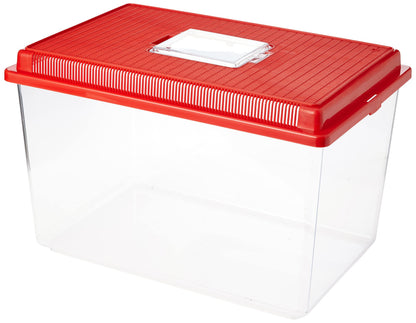 Ferplast Plastic Container for Small Animals GEO EXTRA LARGE Aquarium Tank 11 L for Fishes Terrarium Turtles Insects, Sturdy Plastic, Ventilation Grills, 35,6 x 23,4 x h 22,8 cm Red