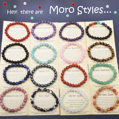 CHCCOYE 4mm Natural Healing Gemstone Bracelet Handmade Yoga Stretch Elastic Bracelet Stress Relief Crystal Jewelry for Men and Women (4mm, Black Onyx)