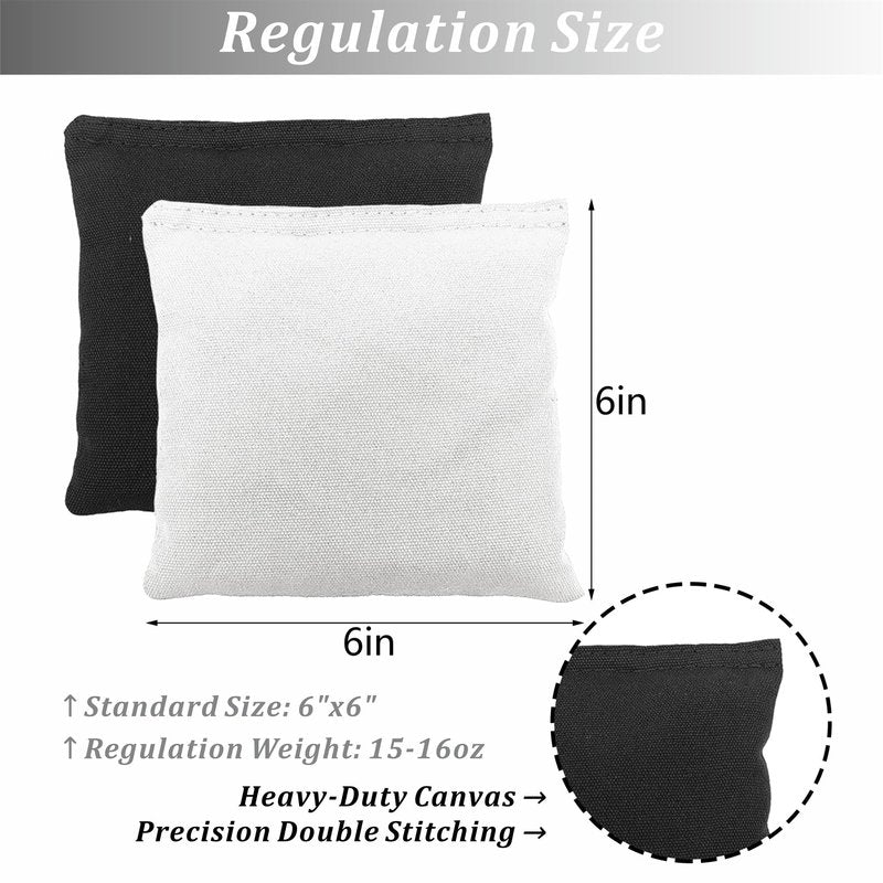 Tailgating Gmall Cornhole Bags Set of 8 Regulation Professional Corn Hole Bean Bags Weather Resistant for Tossing Adults Yard Game (8, Black&White)