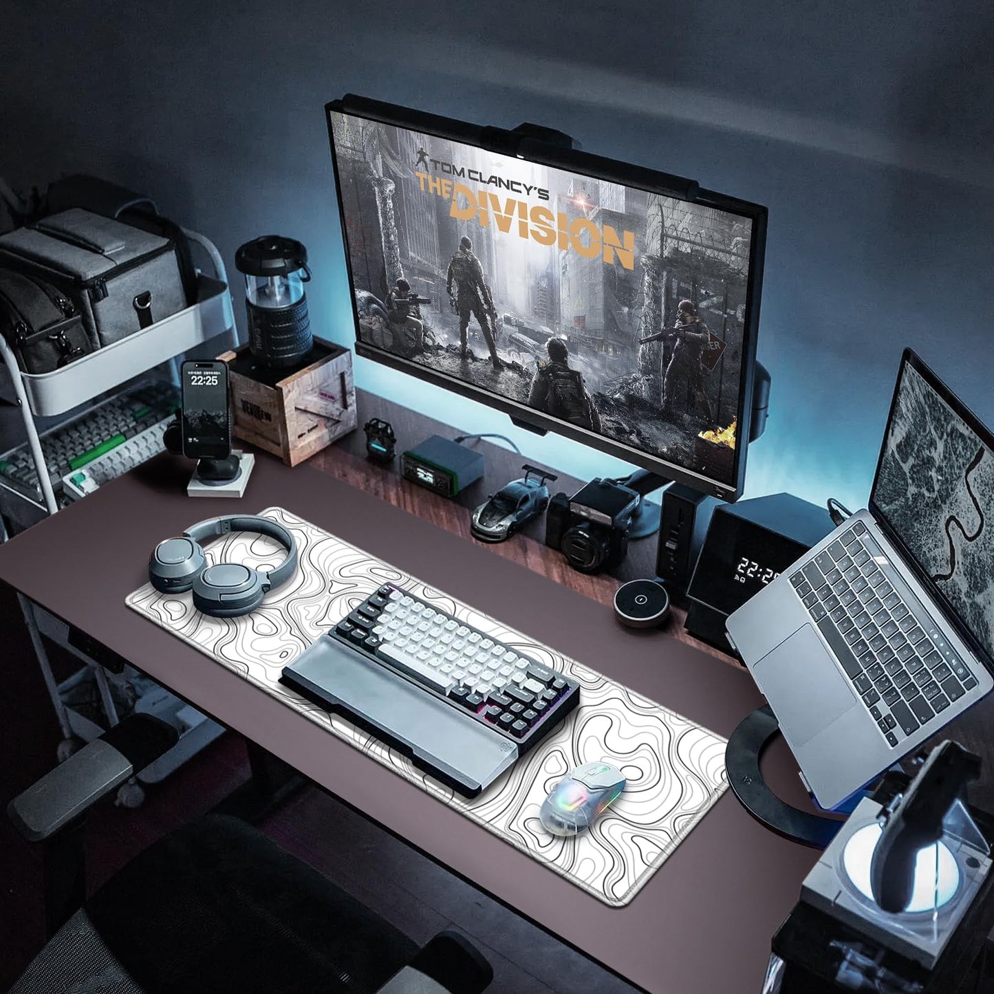 Canjoy Gaming Mouse Pad, Topographic Contour Mouse Pad 31.5x11.8inch Large Extended Computer Mouse Mat Keyboard Full Desk Mousepad for Gaming, Office, Home