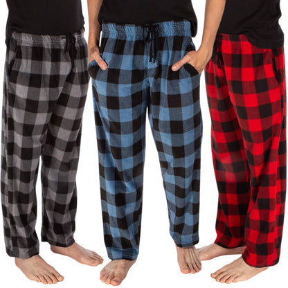 DG Hill Mens PJ Bottoms Fleece - Lounge Pants Sleepwear Plaid PJs - Pajama Pants with Pockets Microfleece for Winter
