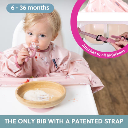 BIBaDO - Long Sleeve Baby Bibs - Babies & Toddlers 6-36 Months - Coverall Baby Weaning Bib - Easy Wipe Clean & Soft Fabric - Attach to Highchair & Tables - Waterproof - Machine Washable - Gifts