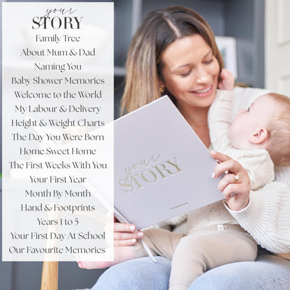 Baby Memory Book - Photo Journal for Boys or Girls | From Birth to Age 5 | New Baby Gift, Milestone Tracker, Scrapbook, Newborn Photo Album