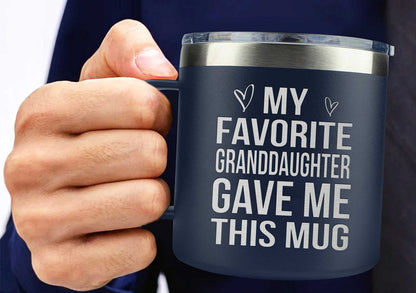 Gifts for Grandpa from Grandaughter, Grandson, Kids on Fathers Day, Christmas, Birthday - Funny Coffee Mug Gifts for Grandparents - Grandparents Insulated Stainless Steel Mug 14oz Navy