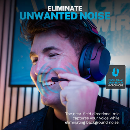 JLab Nightfall Wireless Gaming Headset, All-Night Comfort, 50mm Drivers and Sound Isolating Inner Shelf, Flip-to-Mute Rotating Mic, Dual Wireless Connections, Customization Options with The Lab App