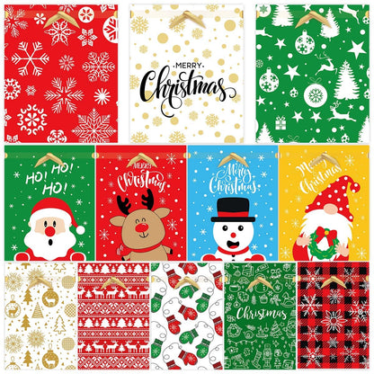 Joy Bang 21PCS Christmas Gift Bags Assorted Sizes, Large Drawstring Gift Bags for Presents, Xmas Santa Snowmen Reindeer Christmas Wrapping Bag, Treat Goody Candy Gift Bag, Party Supplies Favors