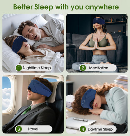 Sleep Mask with Headphones Bluetooth 5.4, LC-dolida Wireless Music Eye Mask for Sleeping Headphones with Soft Bamboo Cotton Cooling Breathable,Ultra-Thin Stereo Speaker for Side Sleepers