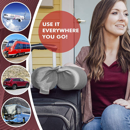 EPROICKS Travel Pillow Twist memory Foam Neck Pillow for Travel, Airplane, Buses, Trains at Home, Chin, Lumbar Leg Support, Bendable Roll Pillow (gray)