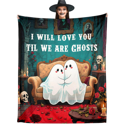 Halloween Throw Blanket Gifts for Men Women, Halloween Fall Throw Blanket, Cozy Halloweens Blanket for Couples Adults, Boo Basket Gift for Boyfriend Girlfriend, Flannel Blankets for Bed Couch, 50"X60"