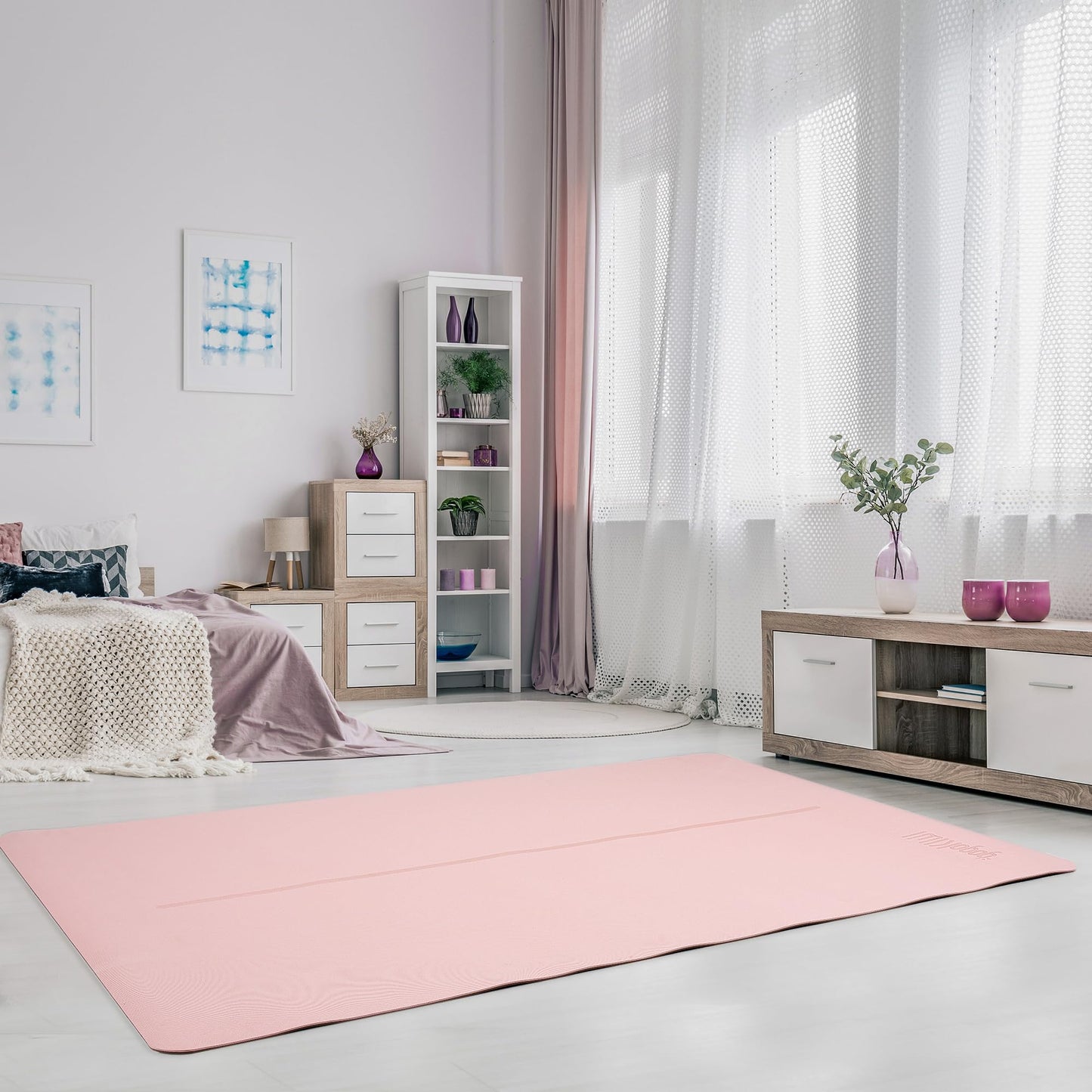 Large Yoga Mat (6'x4') – 1/4" & 1/2" Thick Exercise Mats for Home Workout, Extra Wide Workout Mats for Home Gym, Yoga, Pilates, Stretching, Floor & More