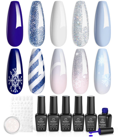Beetles Cat Eye Gel Nail Polish Set, 6 Summer Colors Pastel Shimmer Glitter Gel Polish Kit Soak Off LED UV Curing Requires Pink Red Blue Orange Green Purple Velvet Gel with Magnet Gift for Women