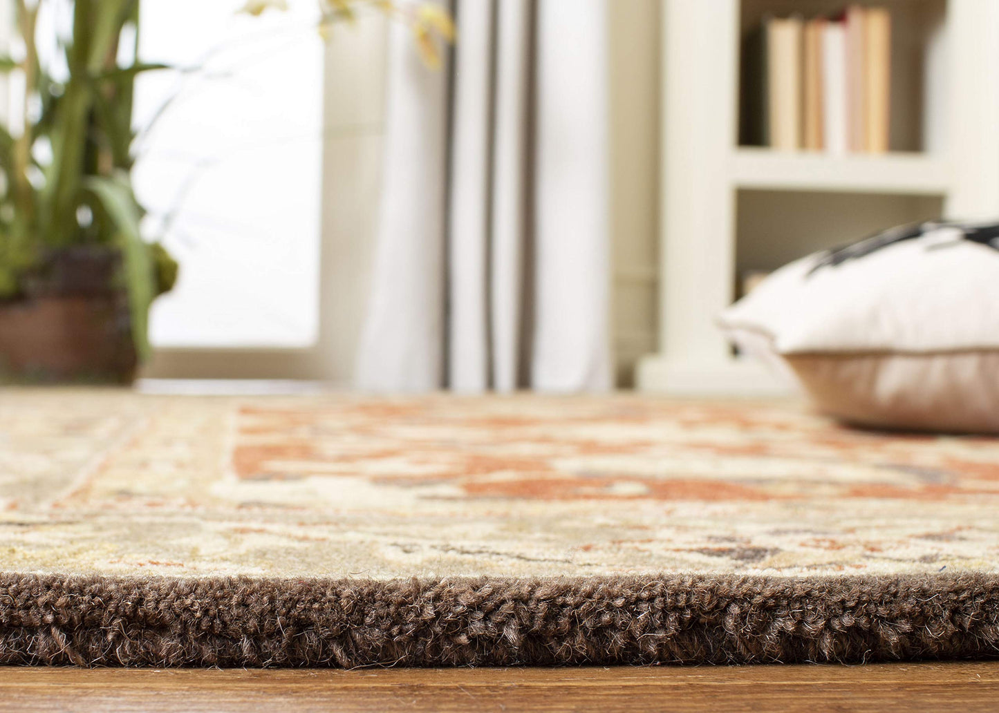 SAFAVIEH Area Rug 8x10 - Anatolia Collection - Large - Rust & Green, Handmade Wool, Traditional Oriental Design, Ideal for Living Room, Bedroom, Office, Dining Space (AN512G)