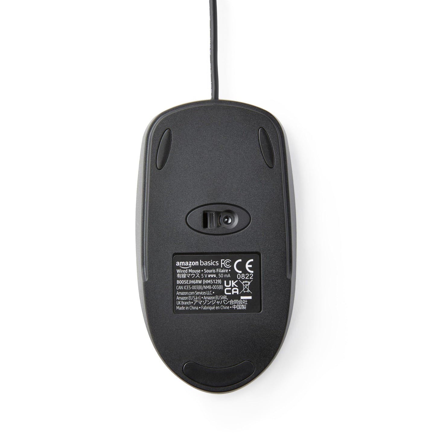 Amazon Basics 3-Button USB Wired Mouse with Scrolling and Tracking - Standard, Black