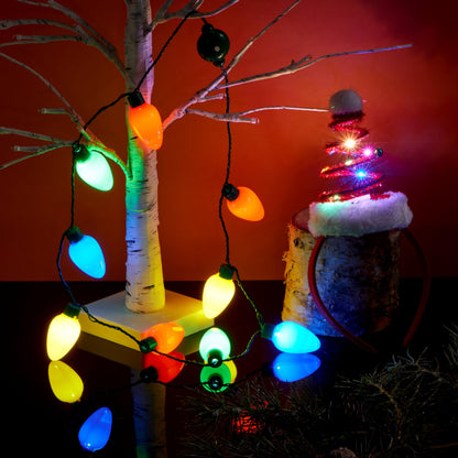 JOYIN 2 Pcs Christmas Lighted Necklace and Santa Hat Headband, Christmas LED Necklace with 9 Bulbs and Xmas Headwear for Holiday Perties Xmas Costume Accessories Party Favors