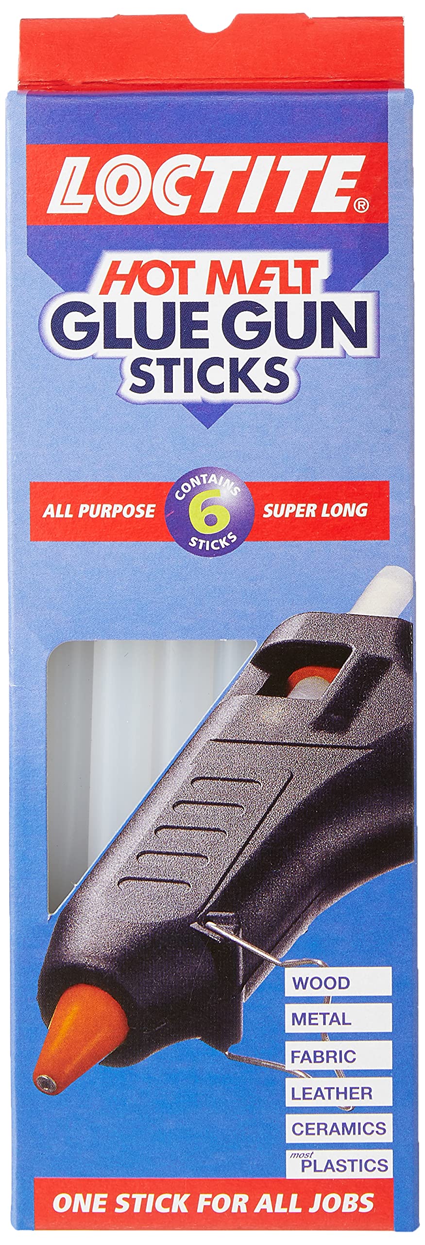 Loctite Hot Melt Glue Gun Sticks, Glue Stick Refills for Hot Glue Gun with High-Transparency Drying, Glue Gun Sticks for DIY, Crafting, Decorating & Repairs, 1x6 Sticks