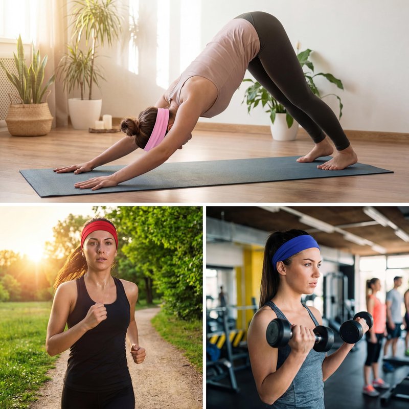 Eboot 12 Pcs Sport Headbands for Women Fabric Elastic Hair Bands Soft Cotton Cloth Stretchy Head Bands Sweat Absorption Athletic Headbands for Workout Yoga Running