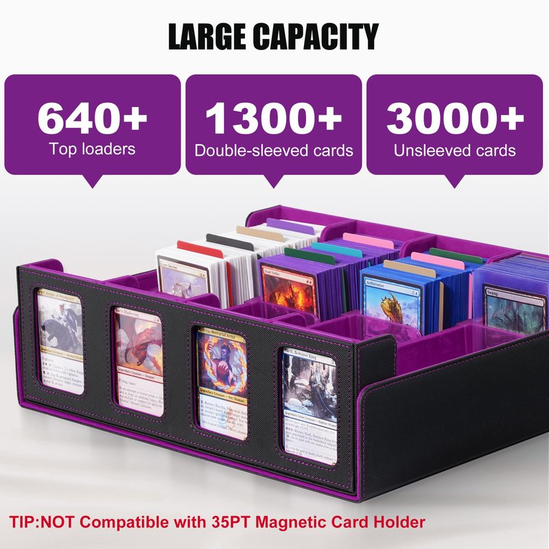 Kabinka Card Storage Box with Commander Display, 5-Row 3900+ Card Deck Box for MTG Sports Cards