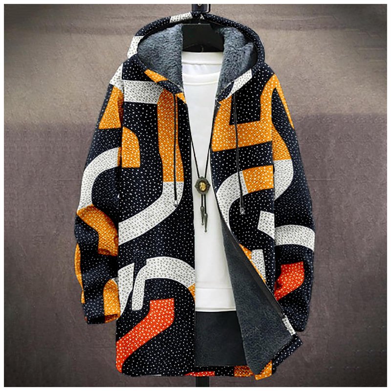 Biacolum Colorful Striped Zip Up Jacket Men Fashion Long Fleece Hooded Lined Zip Up Knit Coat with Pockets Fashion Hoodies Warm Jacket Fitted Cardigan for 2024 Winter,2XL