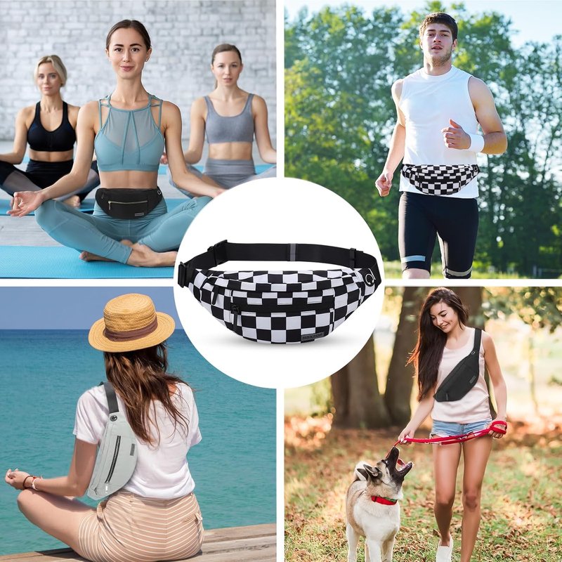MAXTOP Large Crossbody Fanny Pack - 4-Zipper Pockets for Sports, Travel & Casual Use | Hands-Free Waist Bag for All Phones
