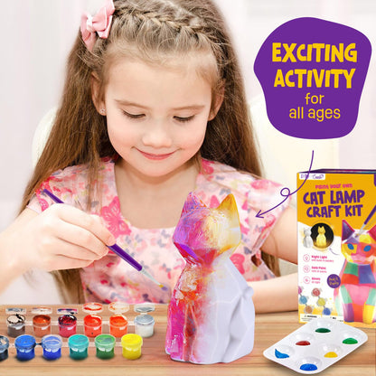 Paint Your Own Cat Lamp Kit, Cat Gifts for Girls, Painting kit for Kids 6 7 8 9, Arts and Crafts for Kids Ages 8-12, Art Supplies Toys Girls Boy Birthday Present