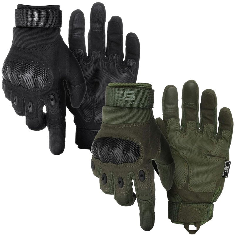 Glove Station Gloves for Men – Touchscreen Utility Gear with Hard Knuckle Protection Used in Motorcycle, Airsoft, & Outdoor Work Black & Green XX-Large