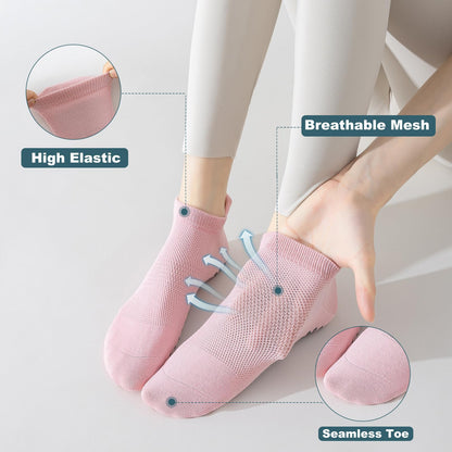 BISOUSOX Grip Socks Pilates Socks, Grippy Sock Woman Yoga Slipper Non Slip Ankle Sticky Sock Barre Ballet Hospital