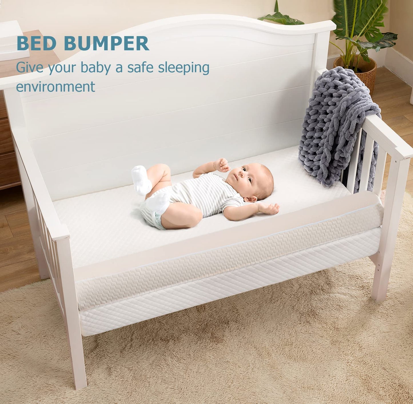 HBselect Memory Foam Baby Bed Guard Rail for Toddler Kids Children Adult,Soft Portable Safety Side Bed Guard Bumper for Cot Bed/Toddler Junior Bed (1 Pack)
