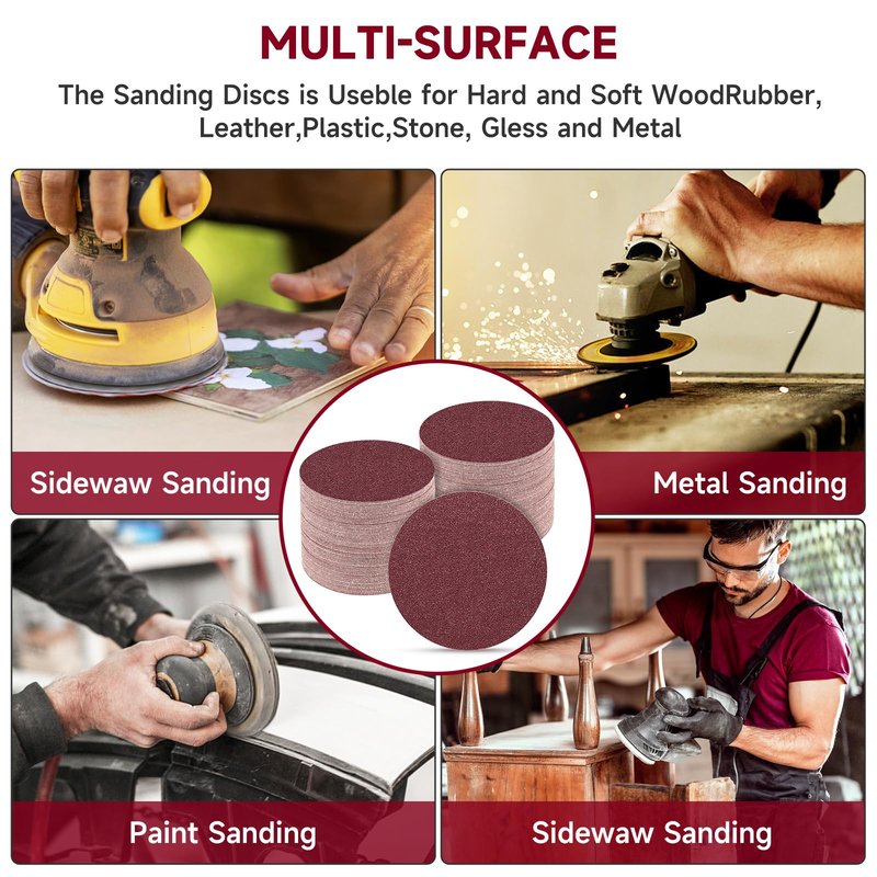 POTUINOM 5 Inch No Hole Sanding Disc 400 Grit,Hook and Loop Sand Paper for Random Orbital Sander 100 PCS