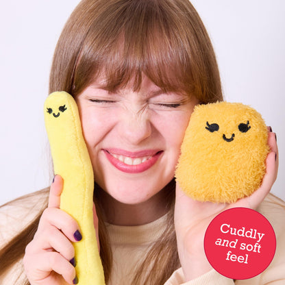 Emotional Support Chicken Nuggets by Relatable, Cuddly Stuffed Animals and Toys, Squishy Toys and Plushies, Great Gift Ideas for Loved Ones of All Ages, Includes 5 Plushies with Carrying Basket