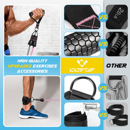 Pilates Bar Kit with Resistance Bands, Multifunctional Yoga Pilates Bar with Heavy-Duty Metal Adjustment Buckle, Portable Home Gym Pilates Resistance Bar Kit for Women Full Body Workouts