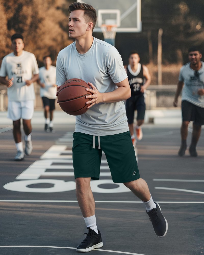 NY Threads Men's Athletic Shorts Quick Dry Loose-Fit Lightweight Running Workout Gym Shorts with Pockets, X-Large, Dark Green