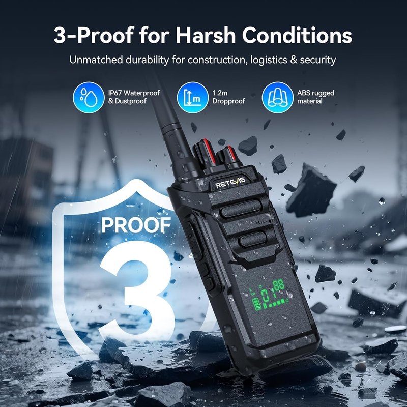 Retevis RT48H Waterproof Walkie Talkies - Rugged Long Range 2-Way Radio with Earpiece | 6-Pack