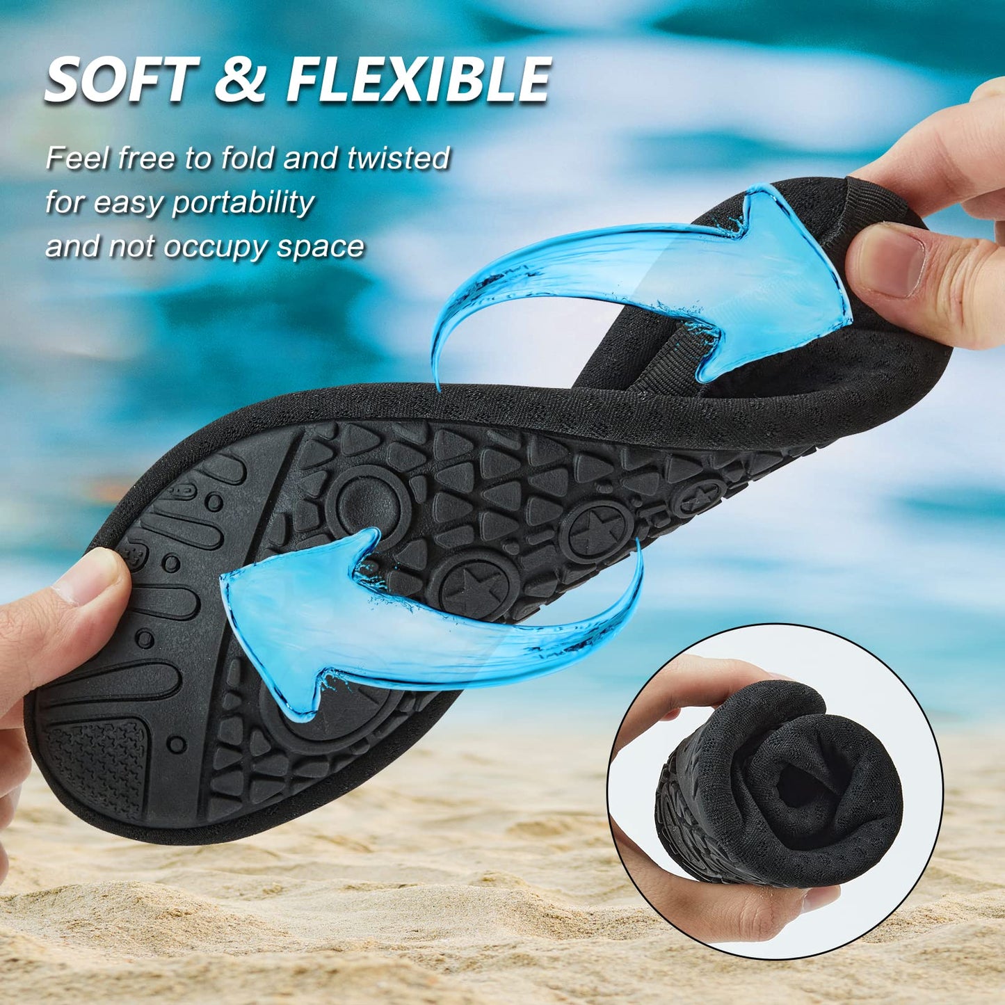 Water Shoes for Women Men Quick-Dry Aqua Socks Swim Beach Barefoot Yoga Exercise Wear Sport Accessories Pool Black-40/41, US 9-10 Women/7.5-8.5 Men