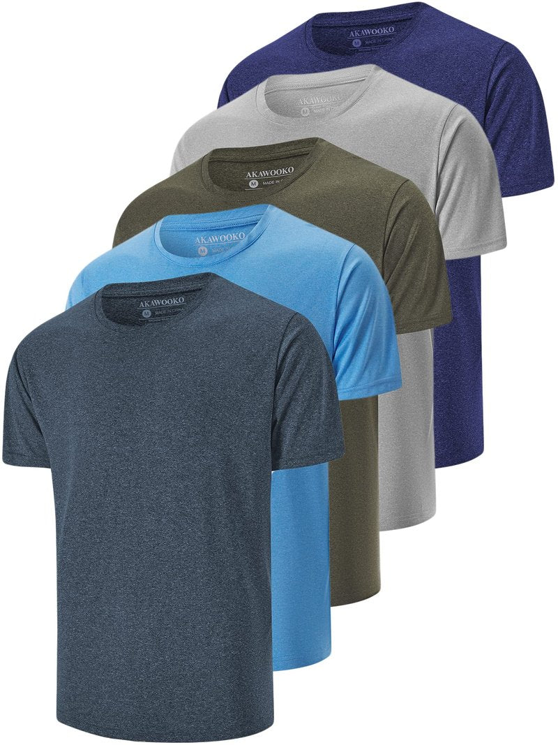 5 Pack Men's Dry Fit T Shirts Athletic Running Gym Workout Short Sleeve Tee Shirts for Men (US, Alpha, X-Large, Regular, Regular, Set 2)
