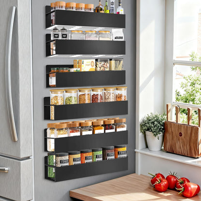 Magnetic Spice Rack Organizer for Fridge Seasoning Organizer for Kitchen storage with Screw Magnetic Shelf with Hook for Refrigerator and Oven (6pack)