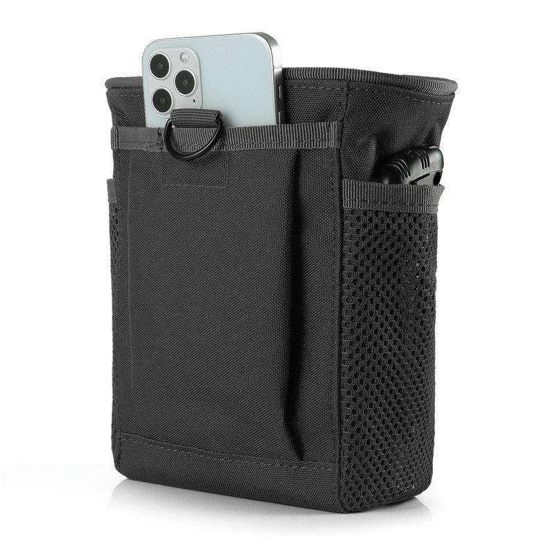 FRTKK Tactical Molle Drawstring Magazine Dump Pouch Outdoor Ammo Pouch, Adjustable Military Utility Belt Fanny Hip Holster Bag (Black)