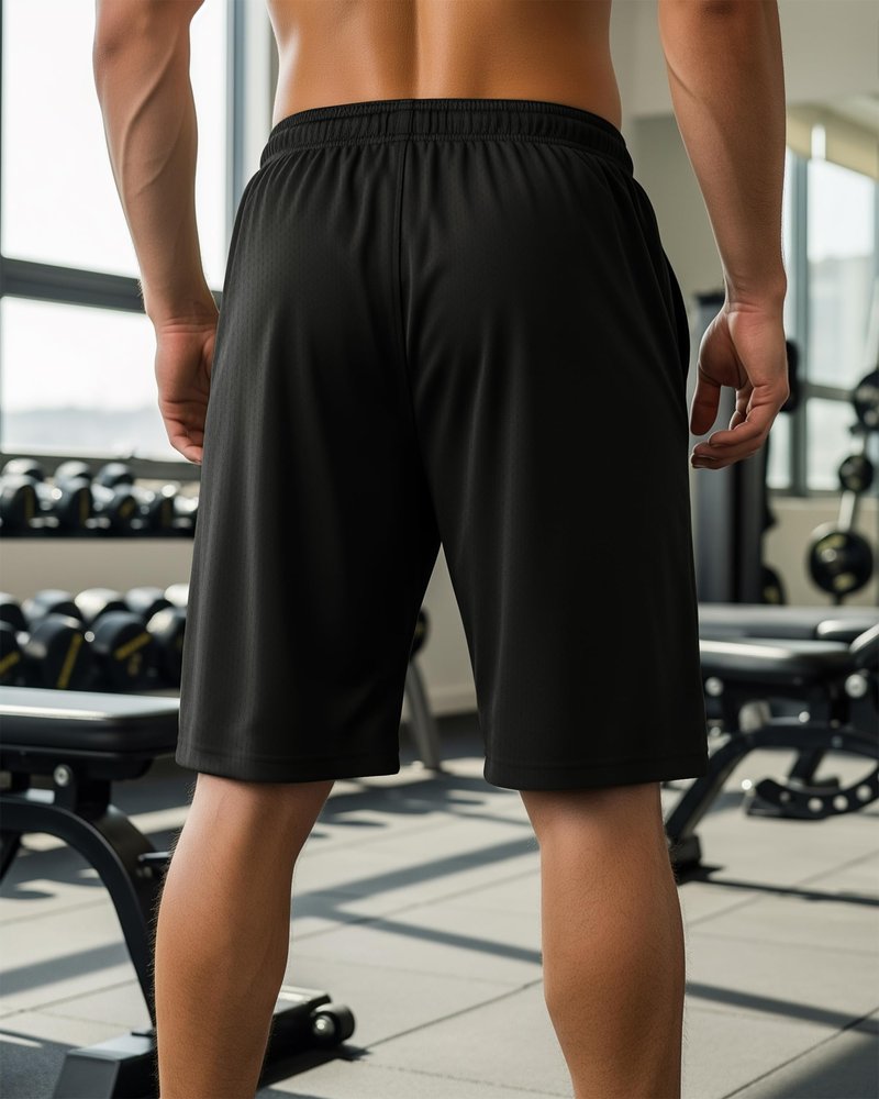 NY Threads Mens Athletic Shorts 2 Pack Quick Dry Lightweight Running Workout Gym Shorts with Pockets, Large, Black/Black