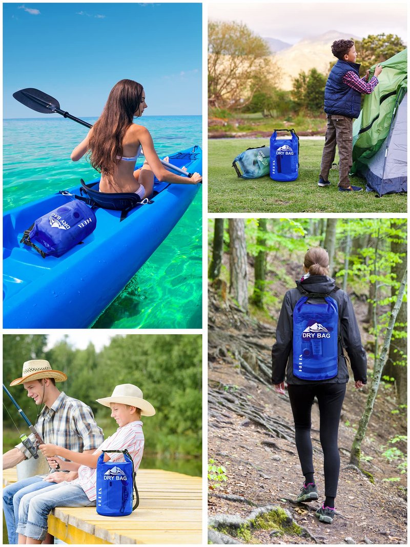 HEETA Dry Bag Waterproof for Women Men, Roll Top Lightweight Dry Storage Bag Backpack with Phone Case for Travel Swimming Boating Kayaking Paddle Board Camping Beach Accessories (Navy Blue, 20L)