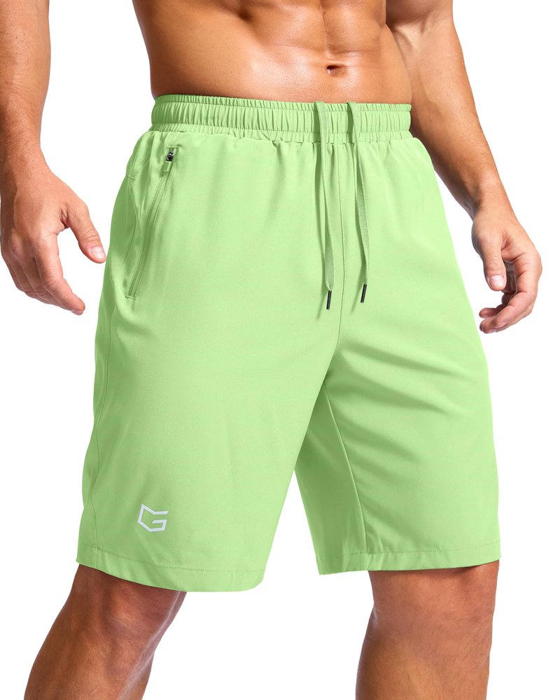 Men's Athletic Running Shorts with Zipper Pockets Quick Dry 7"/ 5"/ 9" Workout Gym Shorts for Basketball Hiking(Mint Moment,7XS)