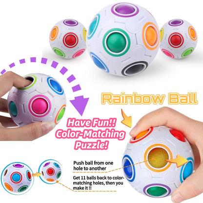 Chennyfun Fidget Toy Set, 26PCS With Box Fidget Toys Pack, Sensory Toys for Autism ADHD, Fidget Toy in Magic Burger Cube, Rainbow Ball Relaxing Entertainment Birthday Gift for Kids Adults