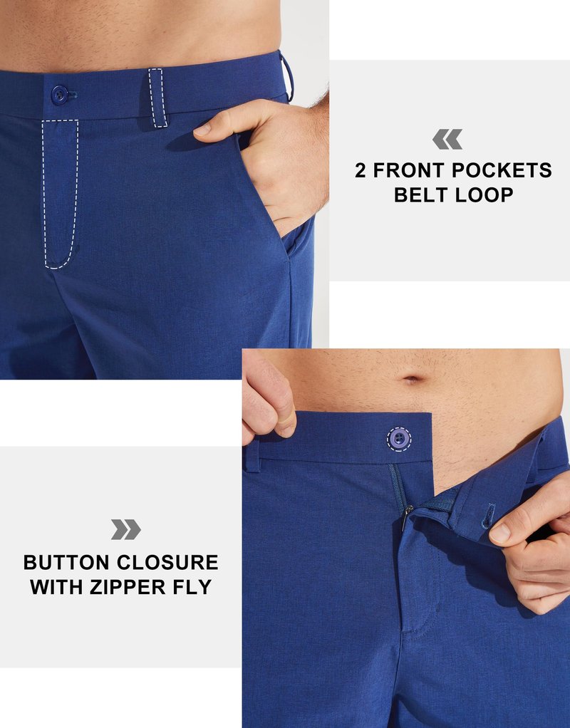 Libin Men's Dress Pants 32" Comfy Business Casual Golf Pants Quick Dry Lightweight Clothing for Men Travel Vocation Work Trousers Water Resistant, Royal Blue, 36W x 32L