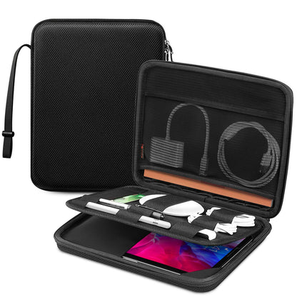 FINPAC 9-11 Inch Tablet Sleeve Bag Compatible with iPad/Samsung/Lenovo/Fire, Double-Layer Travel Organiser Bag w/Electronics Organiser for USB Cable/Power Bank/Charger/Hard Disk