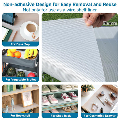 Hersvin Shelf Liners 12 in x 20 ft Thickened EVA Drawer Mats, Non-Adhesive Cupboard Pad, Kitchen Cabinet Lining Fridge Cushion (Transparent Diamond, 30.5x610cm)