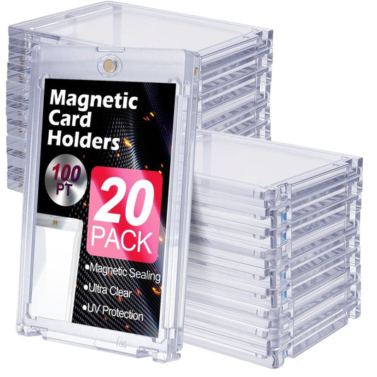 20 Pcs Magnetic Card Holder, 100pt One-Touch Card Holder, Hard Plastic Magnetic Cards Case, Display Case Protector for for Trading Cards, Magnet Case, Sports, Football, Baseball Cards Holder