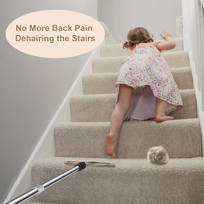 47“ Adjustable Long Handle Carpet Rake Pet Hair Remover, Reusable Large Metal Lint Remover Brush for Embedded Fur Removal from Low Pile Rugs Stairs, Carpet Brush Scraper Dog Cat Hair Remover Broom