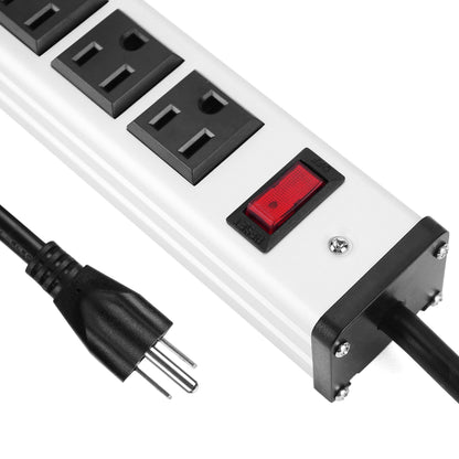 20 Outlet Heavy Duty Metal Socket Power Strip,15-Foot Long Extension Cord with Circuit Breaker. Mounting Brackets Included,Workshop/Industrial use,ETL Certified